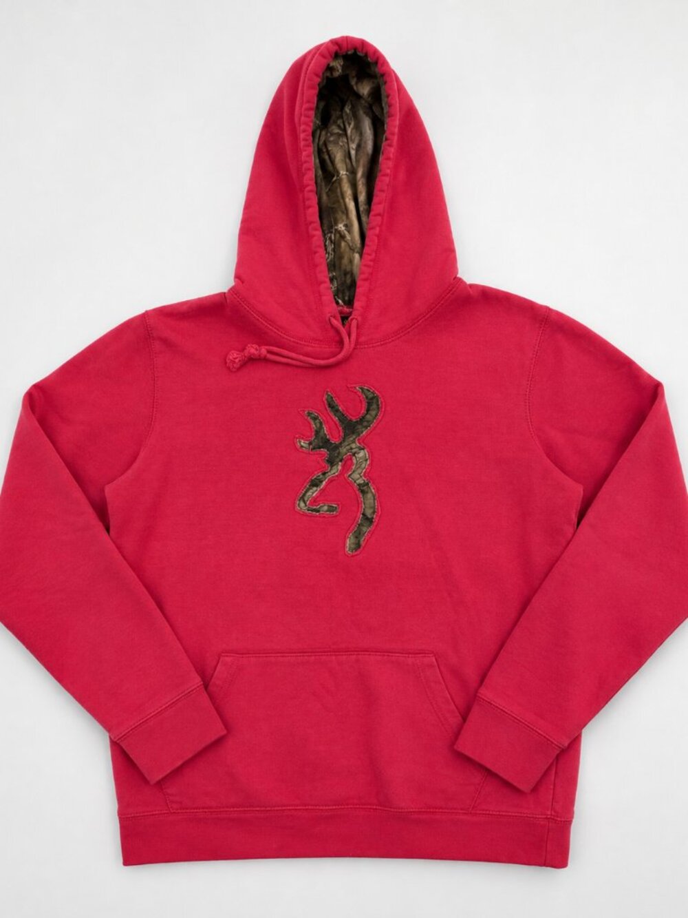 Y2K BROWNING for her Women's Size MEDIUM M pink CAMO Buckmark Pullover HOODIE